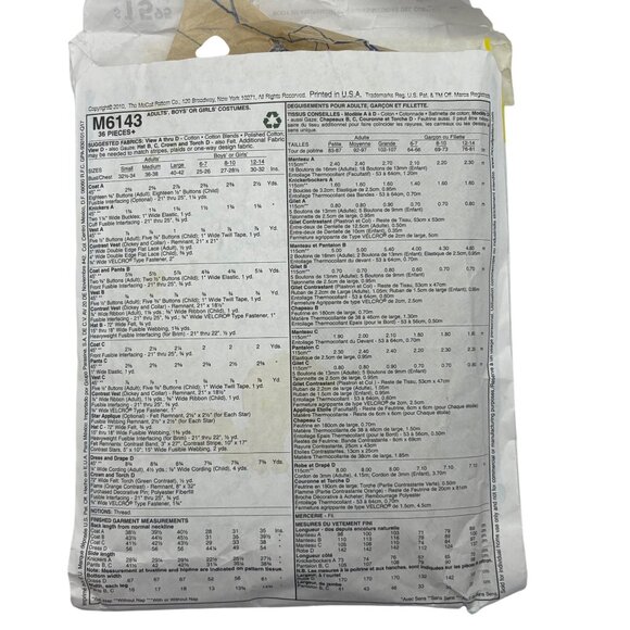 McCalls M6143 Patriotic Costume Sewing Pattern Size 12-14 Uncle Sam Lady Liberty - Picture 2 of 2